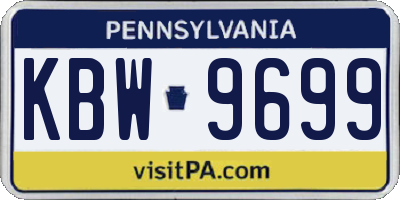 PA license plate KBW9699