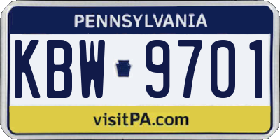 PA license plate KBW9701