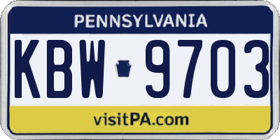 PA license plate KBW9703