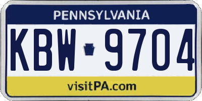 PA license plate KBW9704