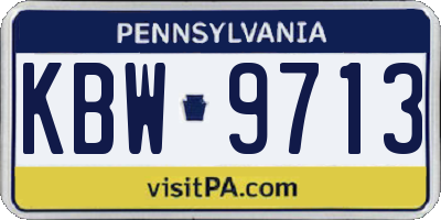 PA license plate KBW9713
