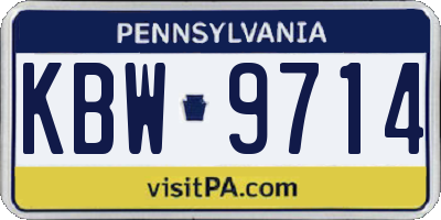 PA license plate KBW9714
