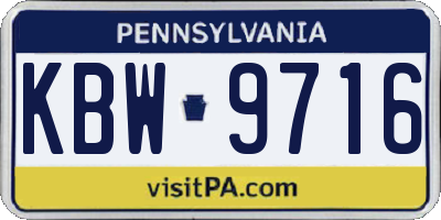 PA license plate KBW9716