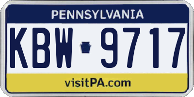 PA license plate KBW9717