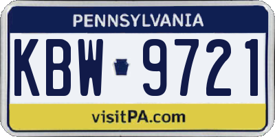 PA license plate KBW9721