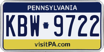 PA license plate KBW9722