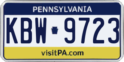 PA license plate KBW9723