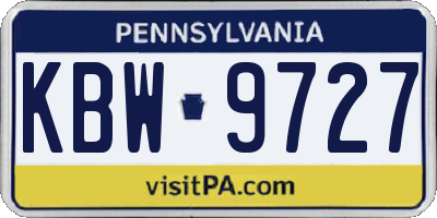 PA license plate KBW9727