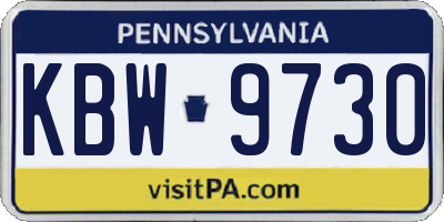 PA license plate KBW9730