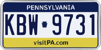 PA license plate KBW9731