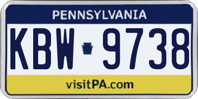 PA license plate KBW9738
