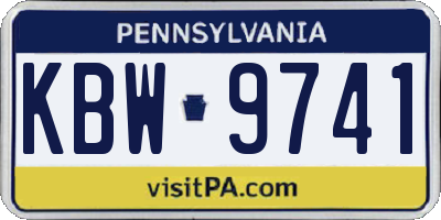 PA license plate KBW9741