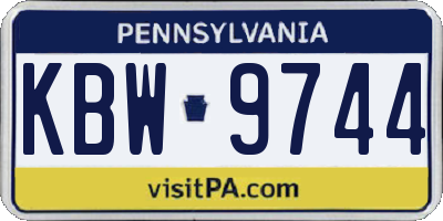 PA license plate KBW9744