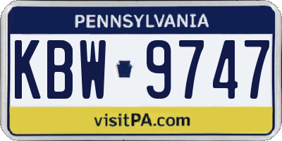 PA license plate KBW9747