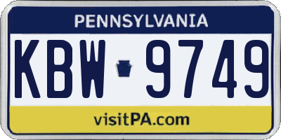 PA license plate KBW9749