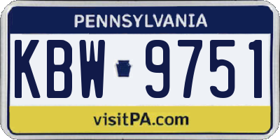 PA license plate KBW9751