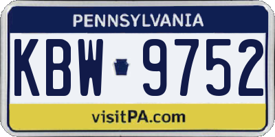 PA license plate KBW9752