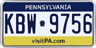 PA license plate KBW9756