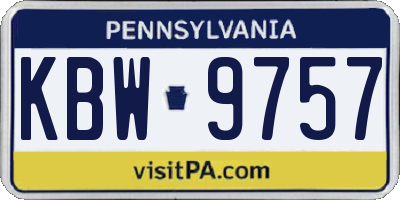 PA license plate KBW9757