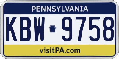 PA license plate KBW9758