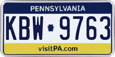 PA license plate KBW9763