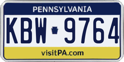 PA license plate KBW9764