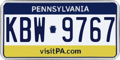 PA license plate KBW9767