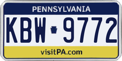 PA license plate KBW9772