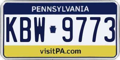 PA license plate KBW9773
