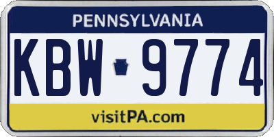 PA license plate KBW9774