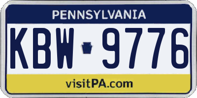 PA license plate KBW9776