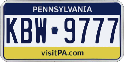 PA license plate KBW9777
