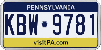 PA license plate KBW9781