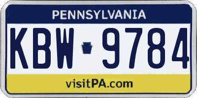 PA license plate KBW9784