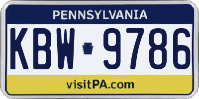 PA license plate KBW9786