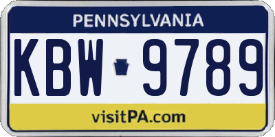 PA license plate KBW9789