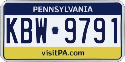 PA license plate KBW9791