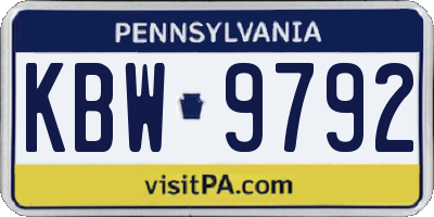 PA license plate KBW9792