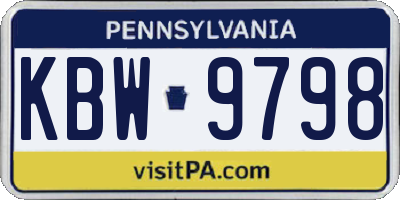 PA license plate KBW9798