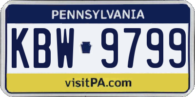 PA license plate KBW9799