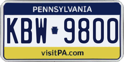 PA license plate KBW9800