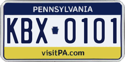 PA license plate KBX0101