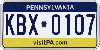 PA license plate KBX0107