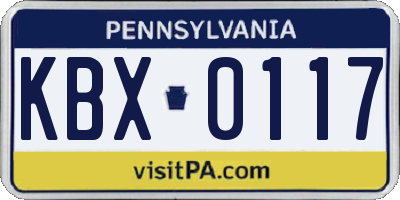 PA license plate KBX0117