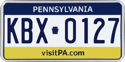 PA license plate KBX0127