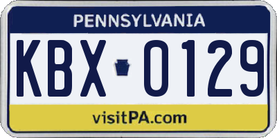 PA license plate KBX0129
