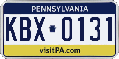 PA license plate KBX0131