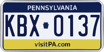 PA license plate KBX0137