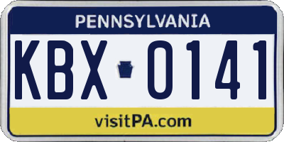 PA license plate KBX0141