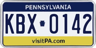 PA license plate KBX0142